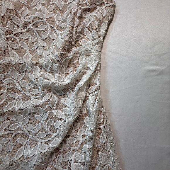Windsor White Floral Lace Bodycon Mini Dress Spaghetti Strap Nude Lined Sz Small - Picture 3 of 11